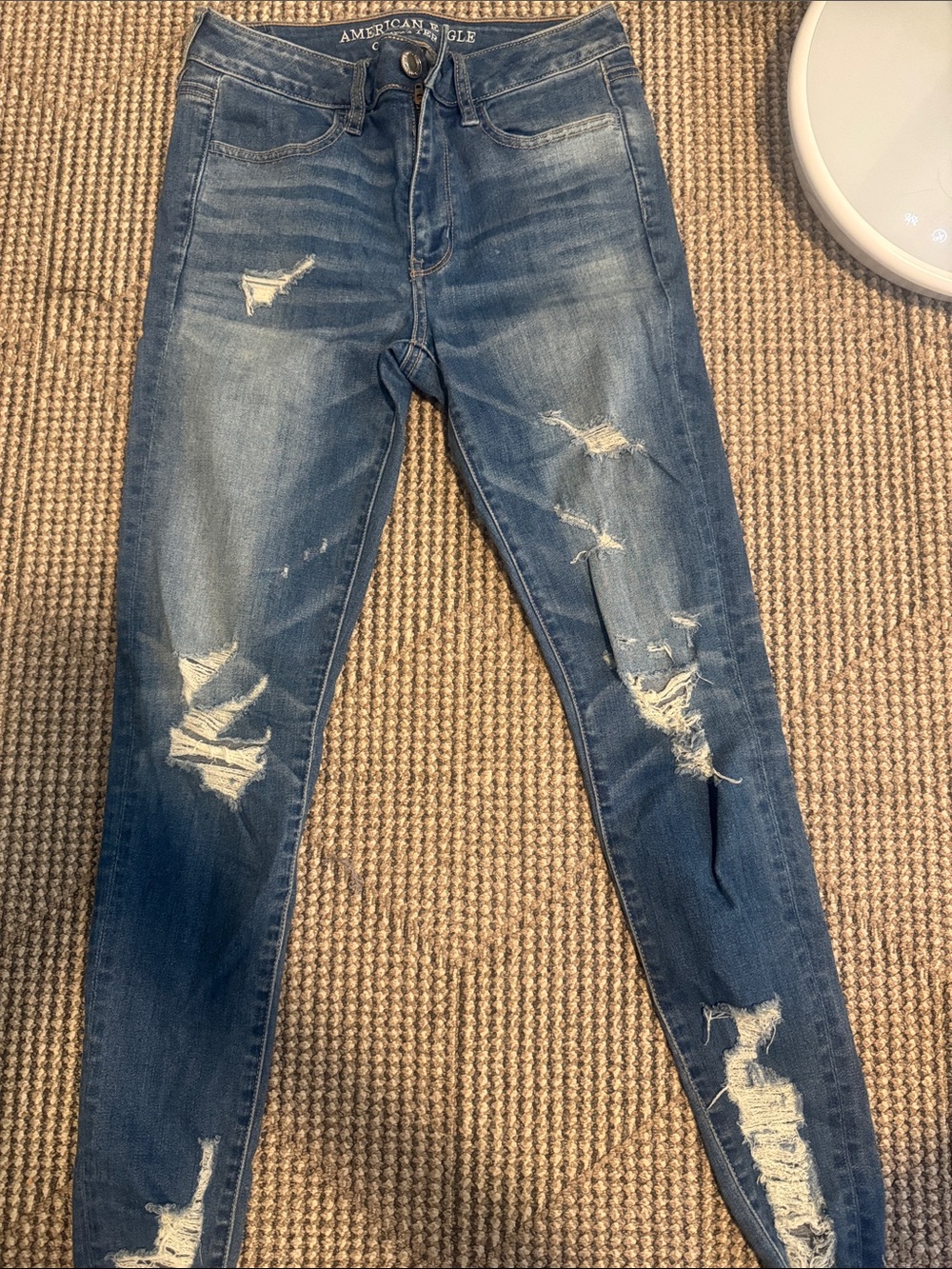 American Eagle Outfitters Women's Ripped Skinny Jeans - Medium Blue Wash